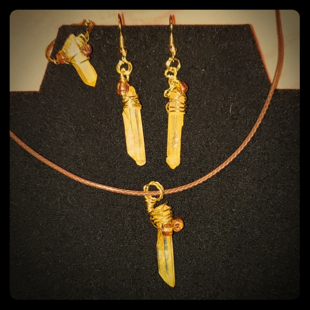 Chocolate Lemon Crystal Jewelry set